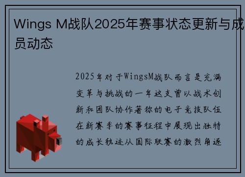 Wings M战队2025年赛事状态更新与成员动态